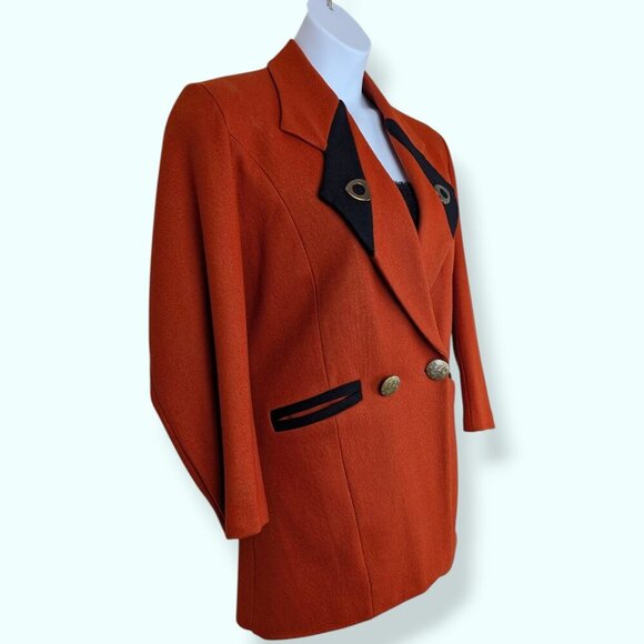 V. Pat Argenti Boutique Orange Button Blazer - Picture 3 of 11